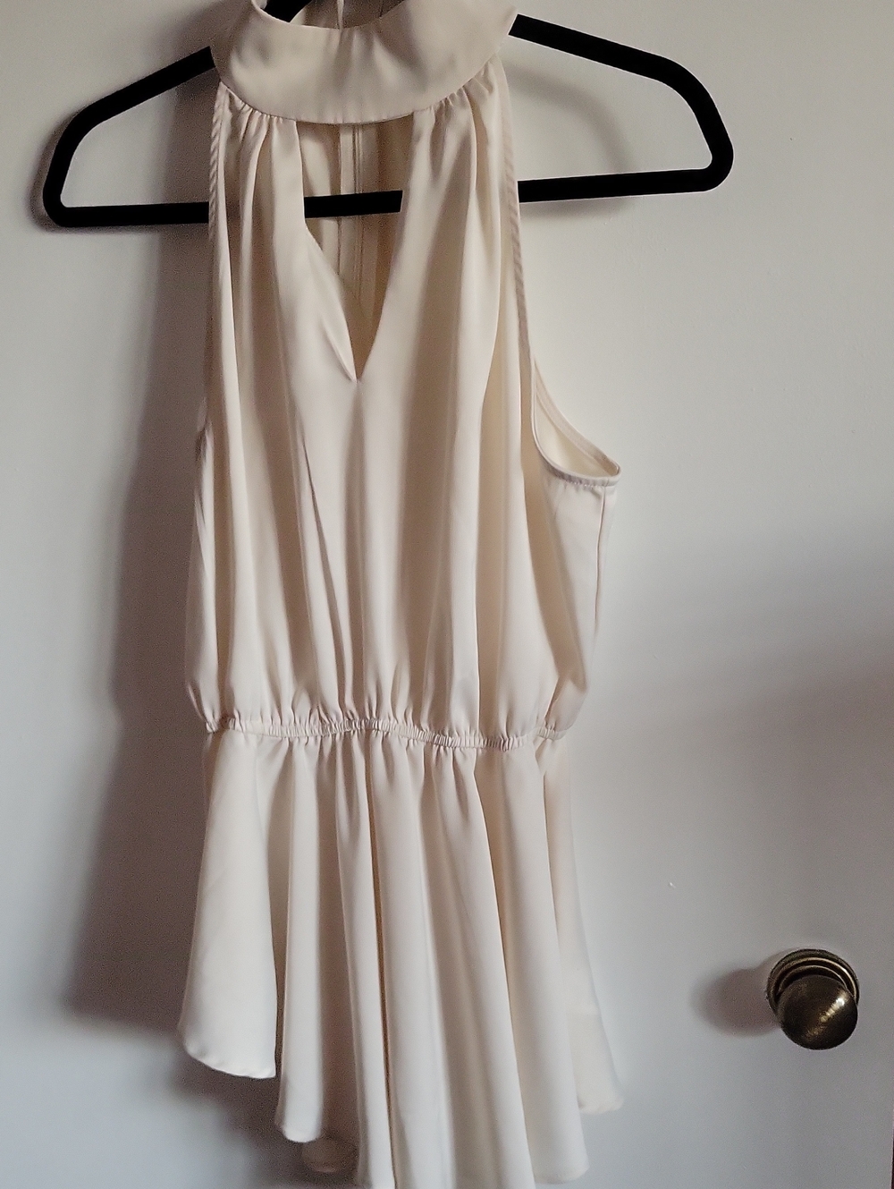 Express Cream Halter Peplum Tunic Top